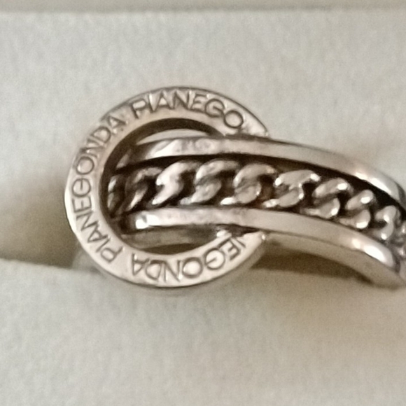 VERY RARE RETIRED PIANEGONDA Sterling Silver Chain Pattern Ring Size 8 - Picture 4 of 7